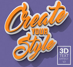 9个大中小型3D立体文本模板：3D Text Effect V2
